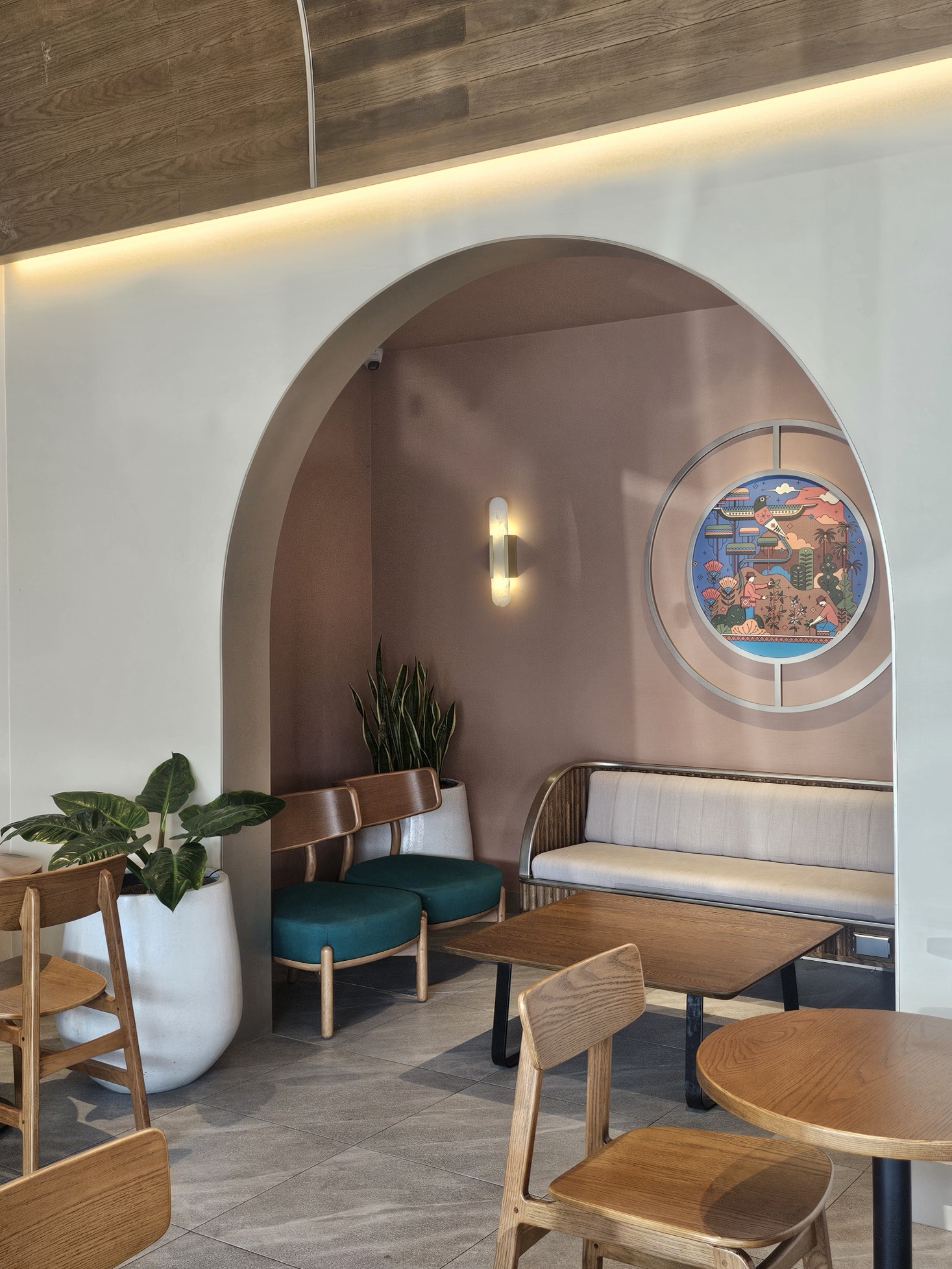 กระถางคอนกรีตหินขัด I-POT terrazzo ตกแต่งร้านร้านสตาร์บัคส์